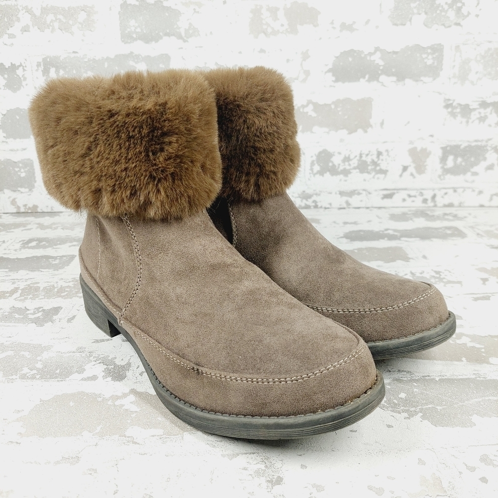 Propét Women's Tabitha Fashion Taupe  Faux Fur Boots E347 - Picture 4 of 11